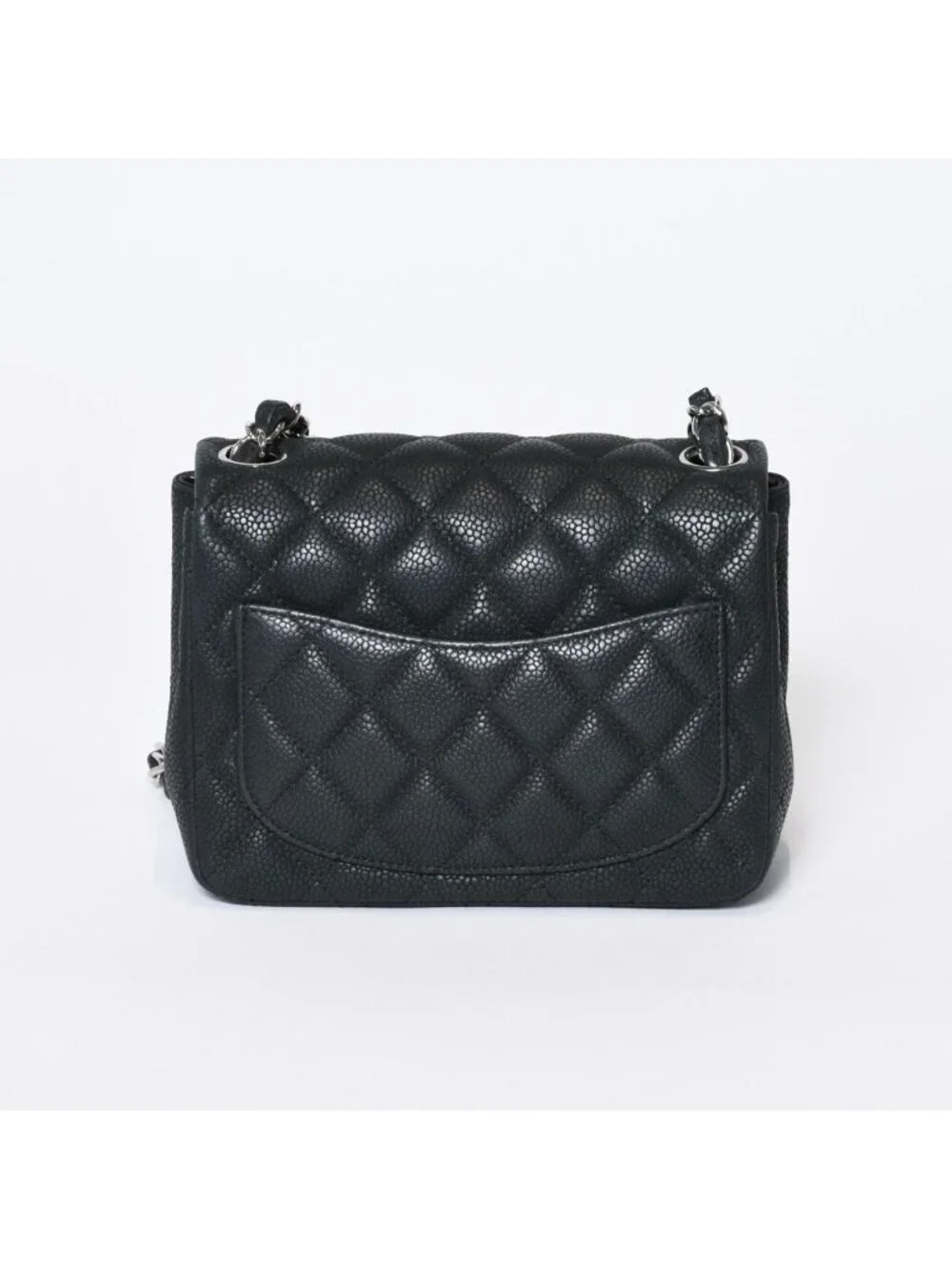 Chanel Mini Quilted 17 Chain Shoulder Bag CC Logo Caviar Leather Black